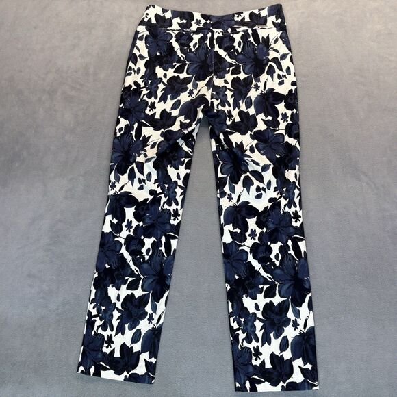 Joseph Ribkoff Womens Pants Size 10 Navy Floral Print Straight Leg Ankle - Picture 4 of 9